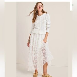 Francesca's Collections “Rachel” IVORY Tiered Tulle LONG/Maxi Skirt; XL
